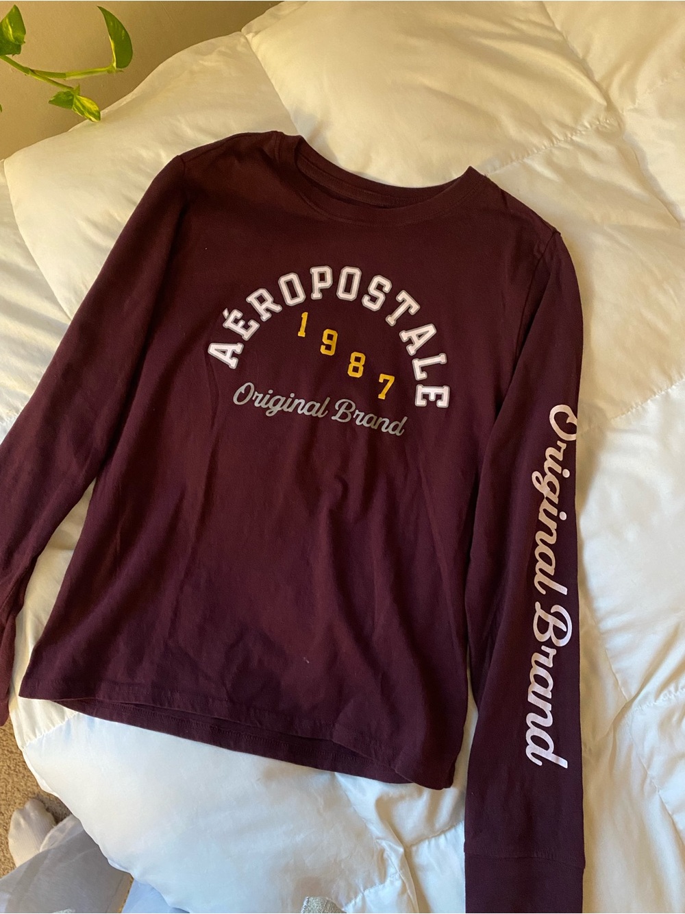Aéropostale 1987 Long Sleeve Tee - Deep Burgundy